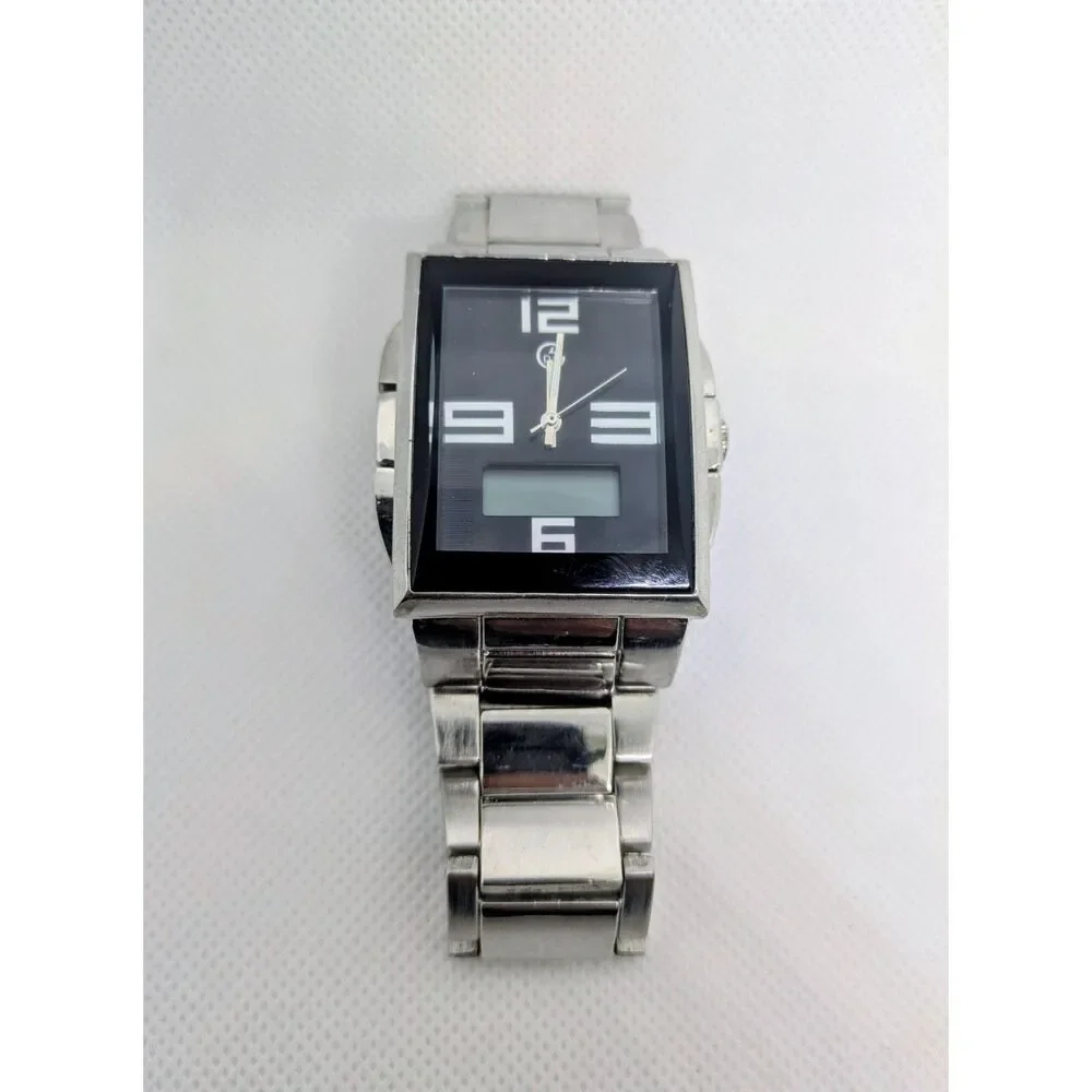 Men's Vintage George silver stainless steel Analog Digital Watch (Needs Battery)